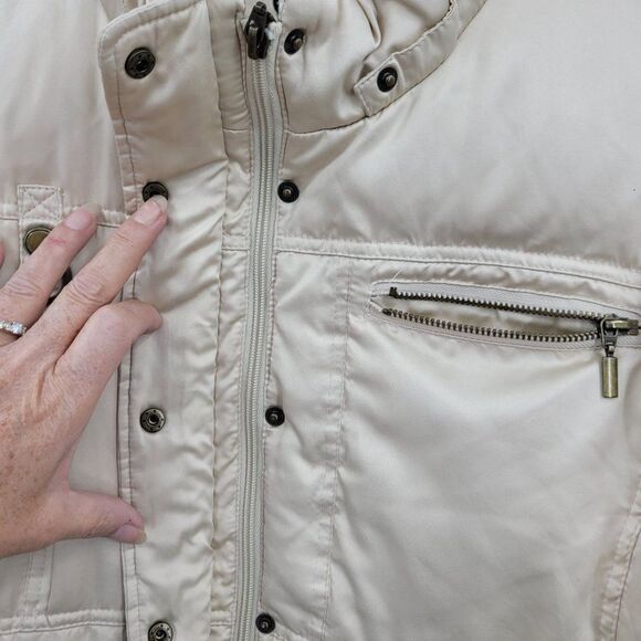 Giacca Gallery Parka Down Puffer Coat M Long Multi Pocket Tan Gorpcore - Picture 7 of 16